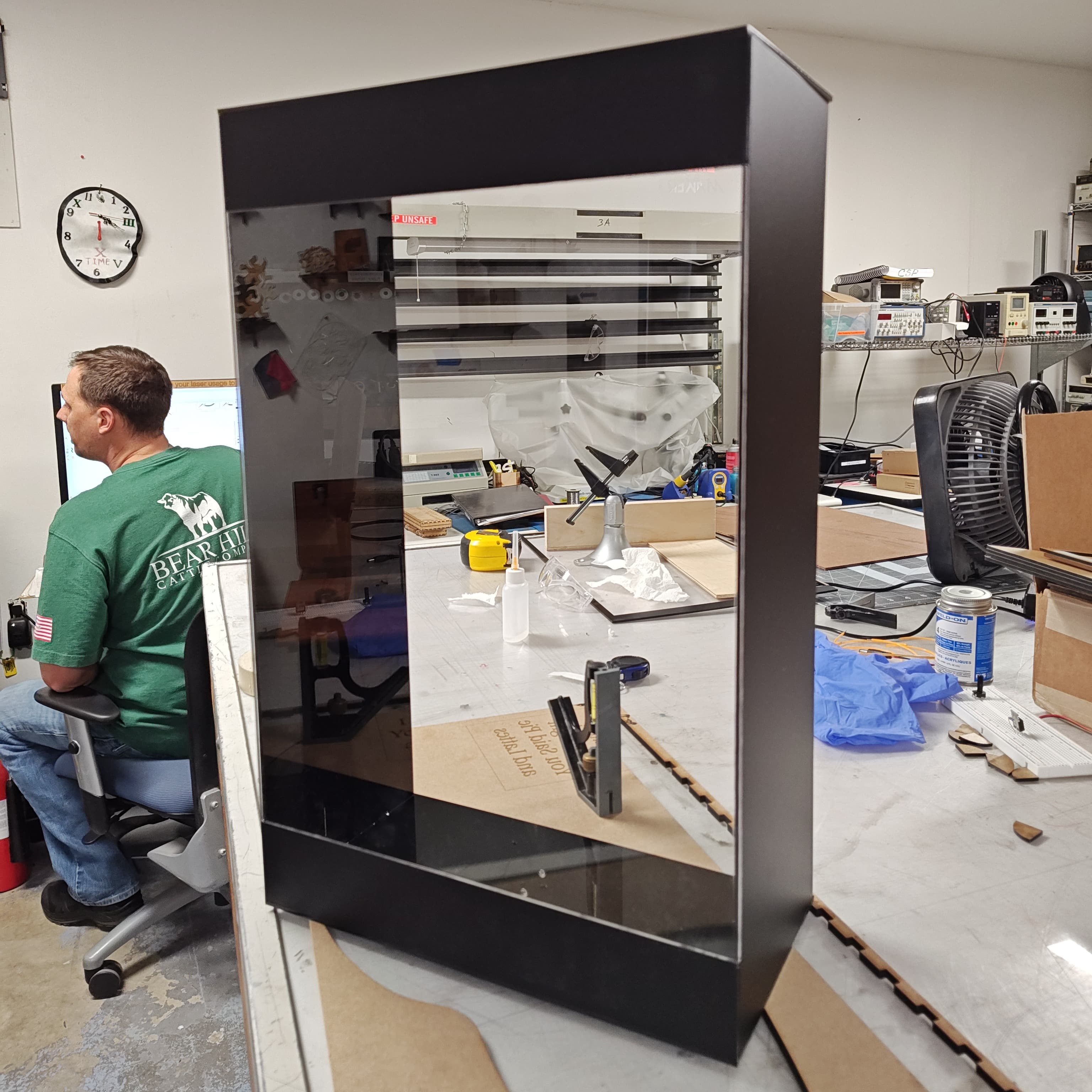 Enclosure being assembled in the workshop